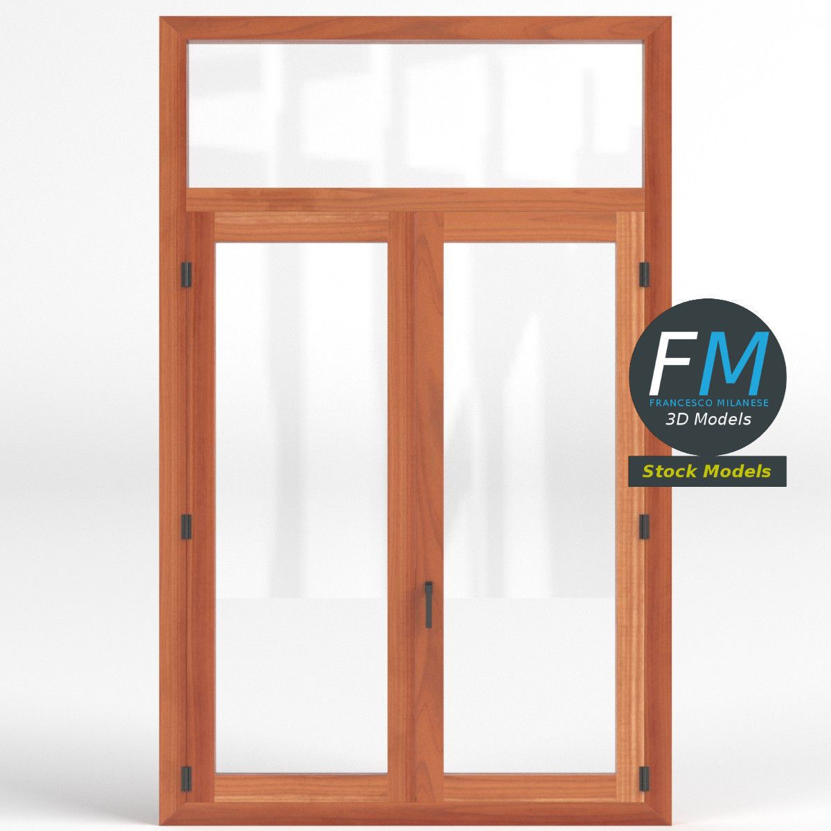 Double window with transom 3D model_3