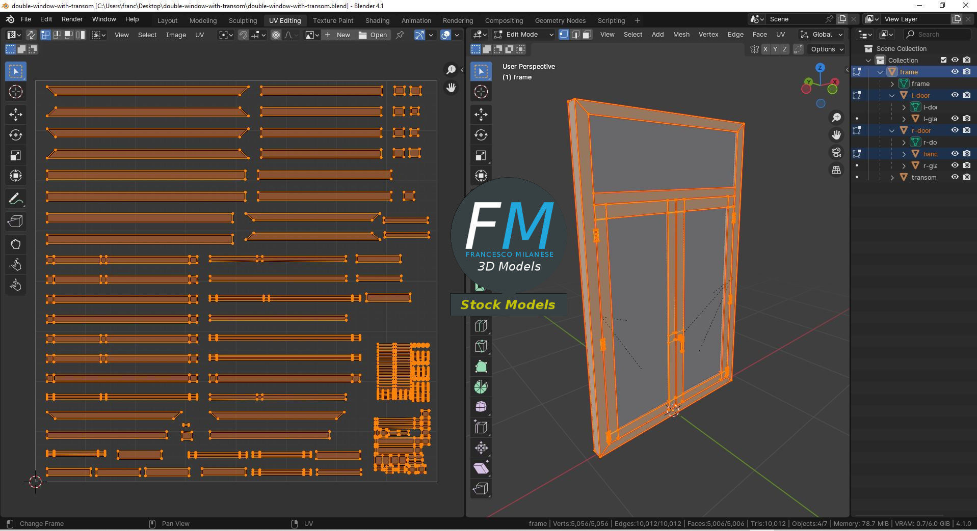 Double window with transom 3D model_10