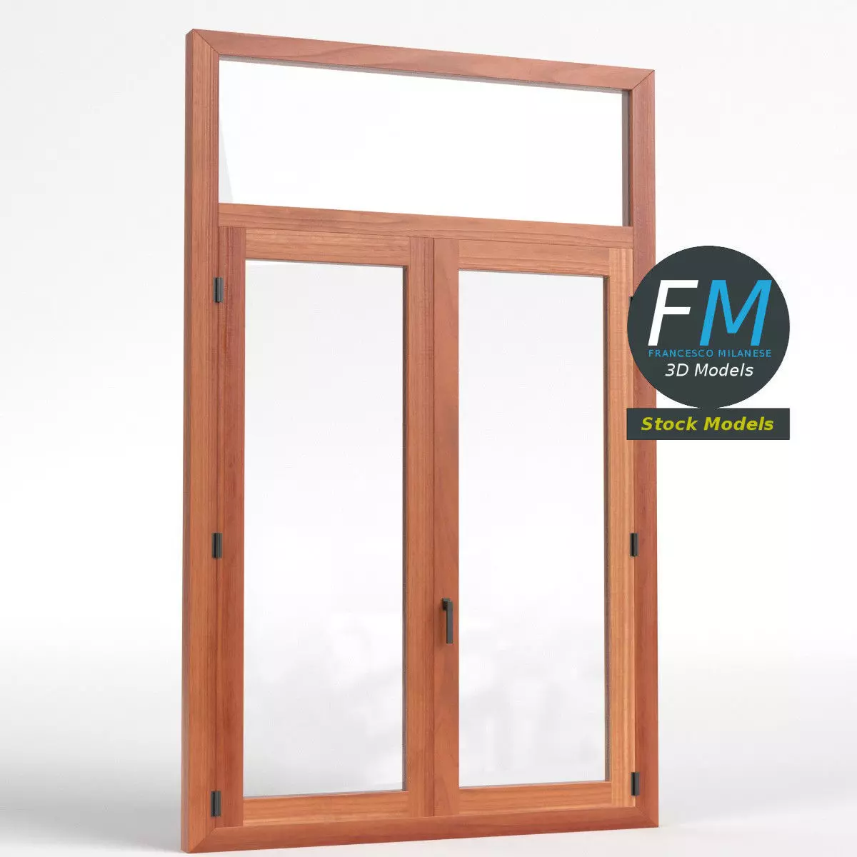 Double window with transom 3D model_0