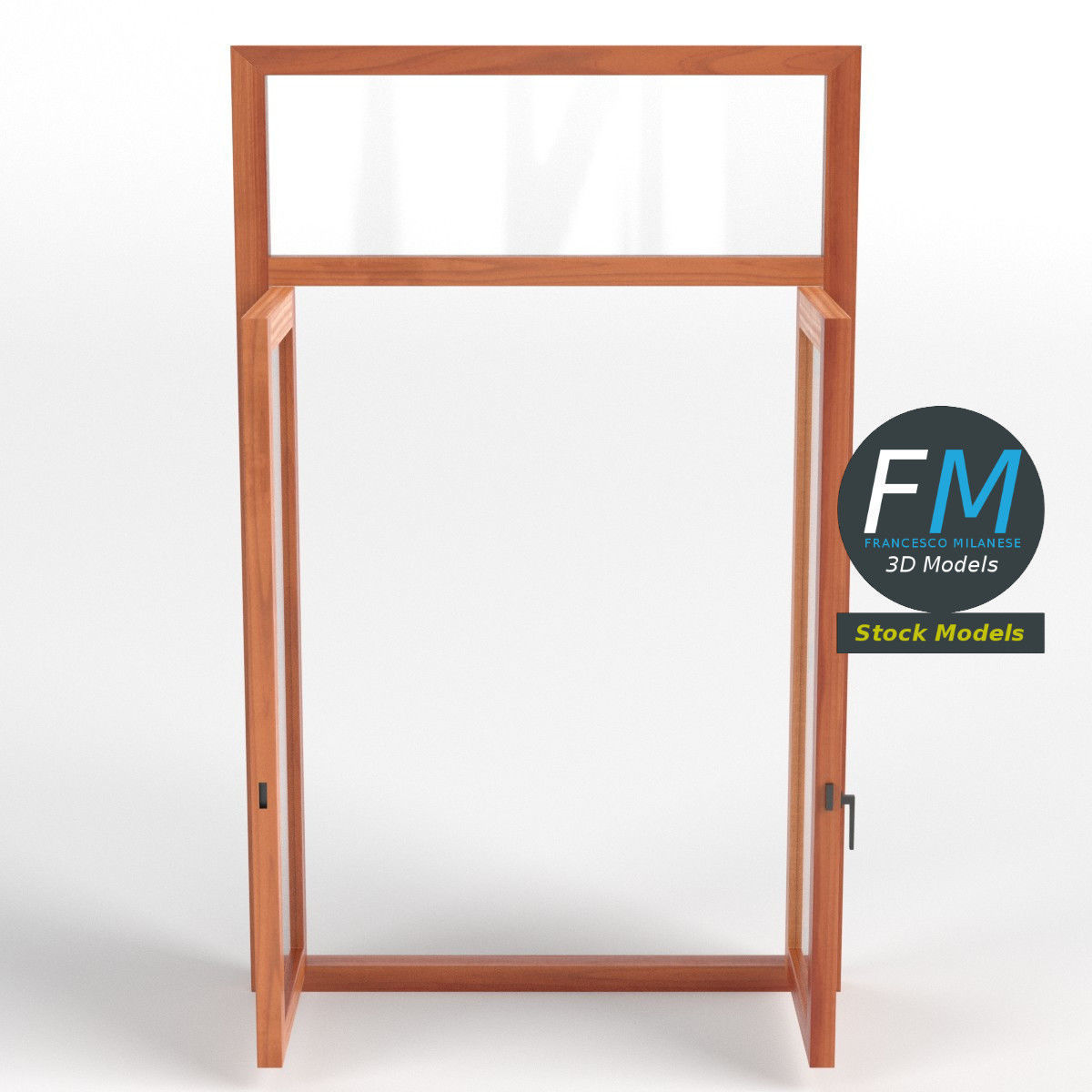 Double window with transom 3D model_6