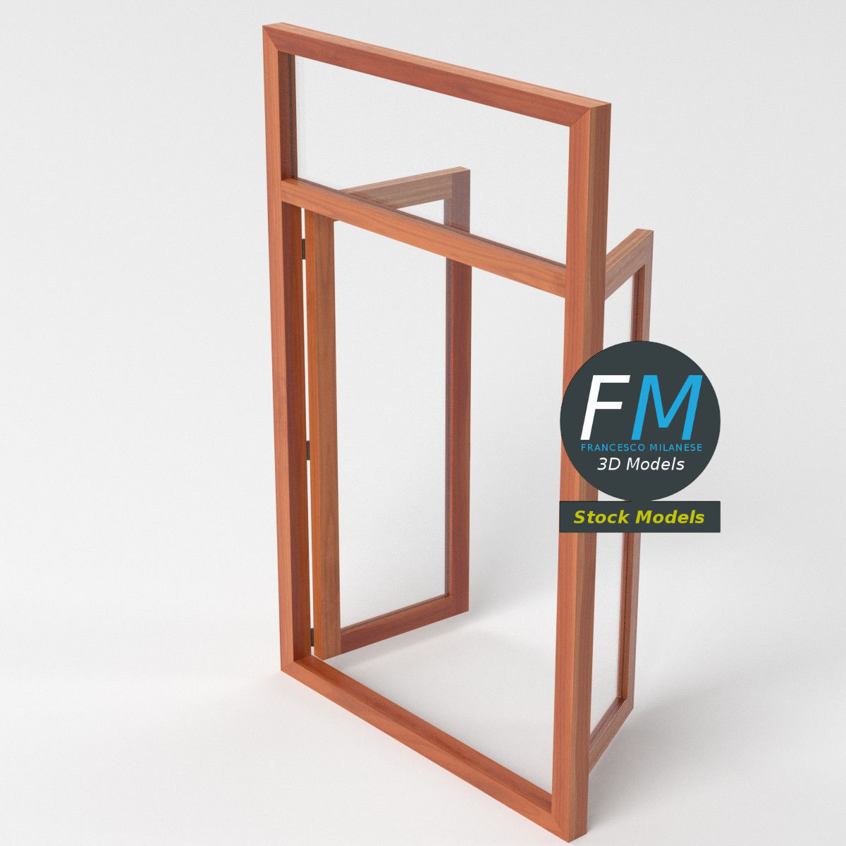 Double window with transom 3D model_5
