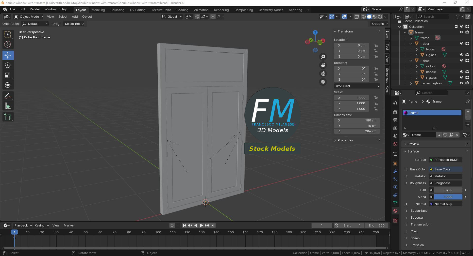Double window with transom 3D model_9