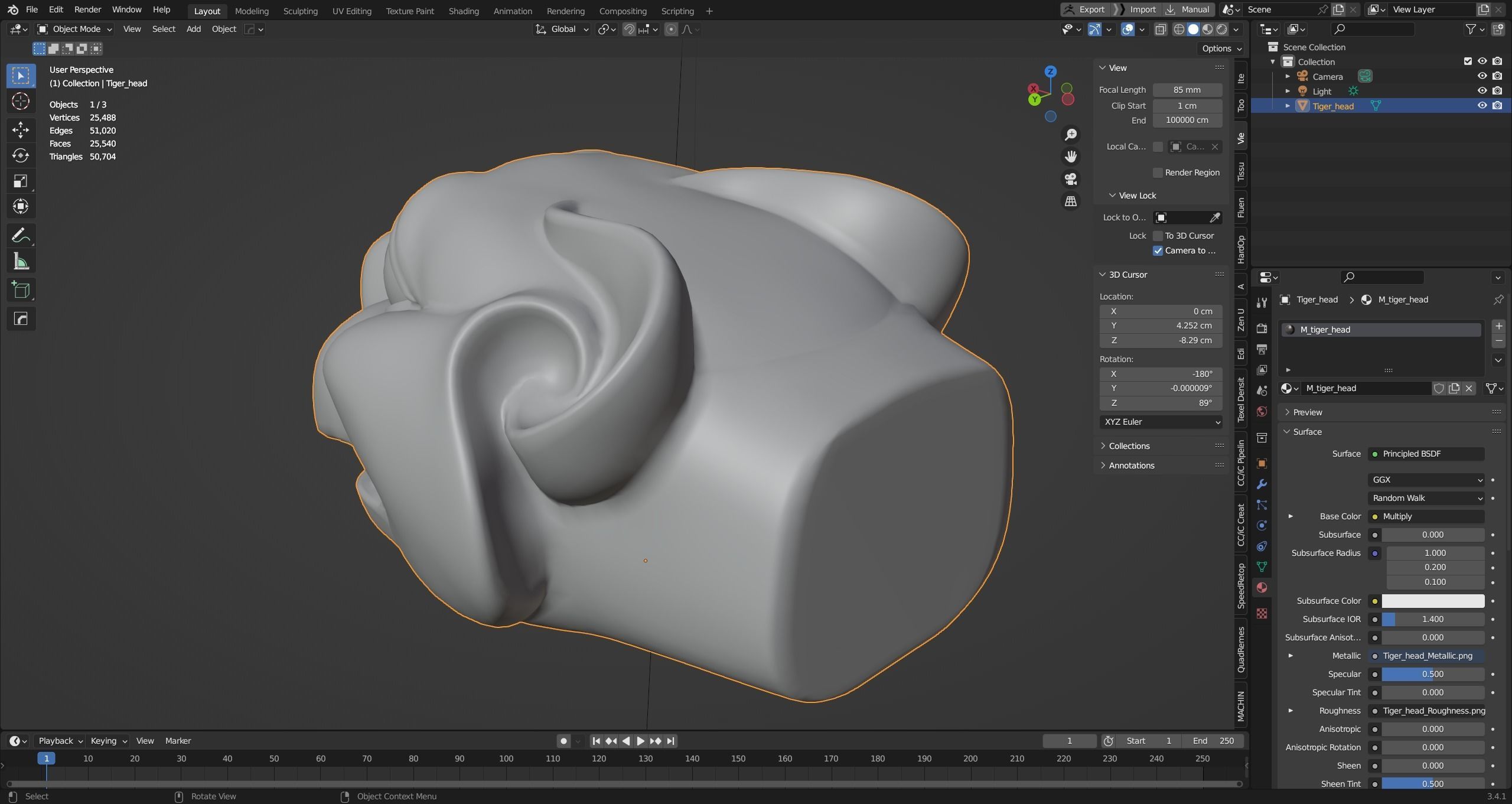 PBR Material Silver and Bronze Tigers 3D model_15