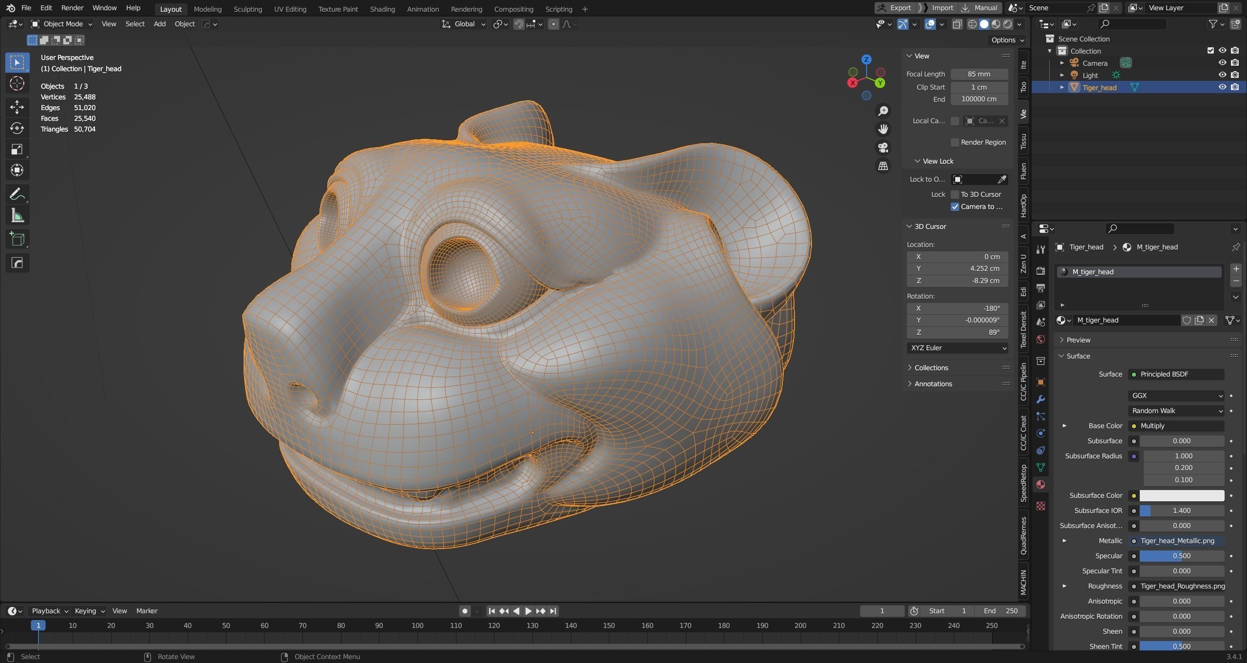 PBR Material Silver and Bronze Tigers 3D model_14