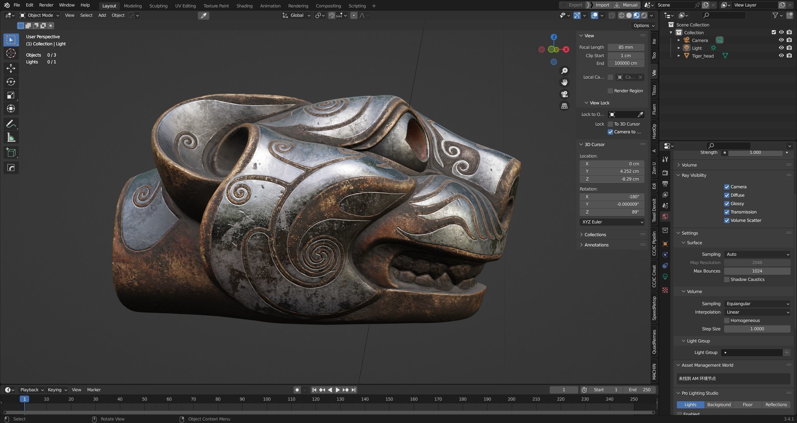 PBR Material Silver and Bronze Tigers 3D model_7