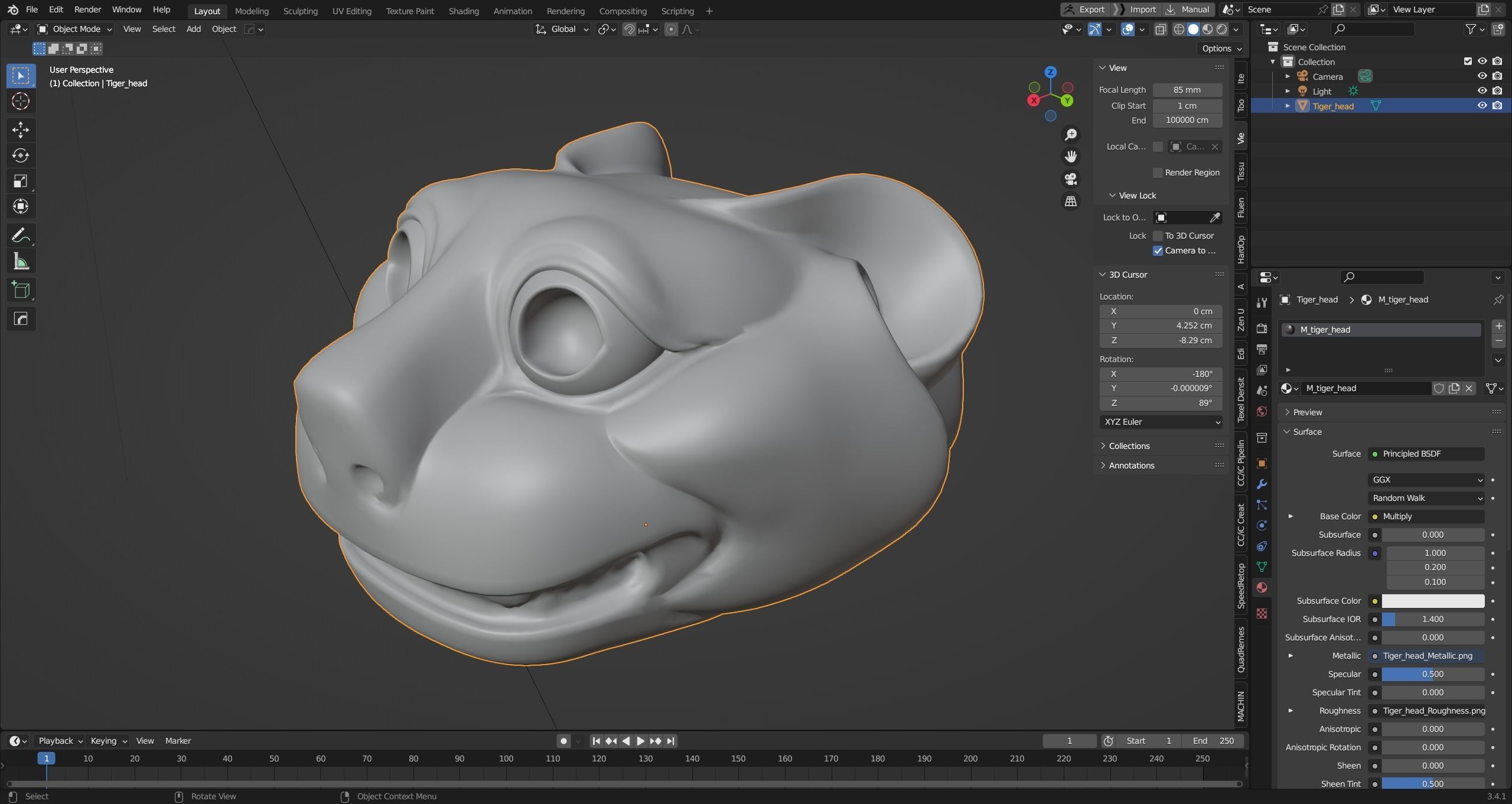 PBR Material Silver and Bronze Tigers 3D model_13