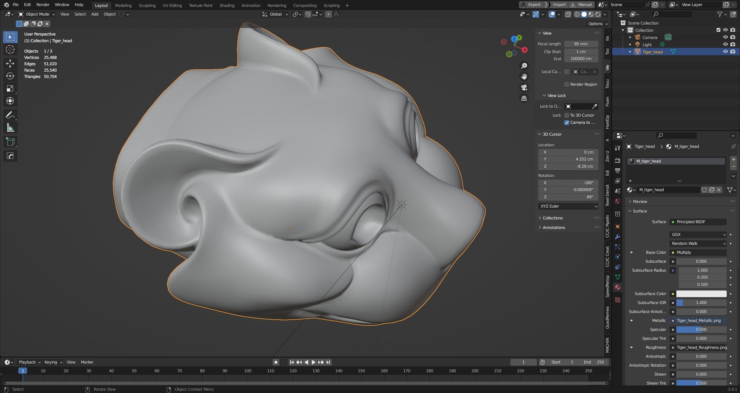 PBR Material Silver and Bronze Tigers 3D model_17