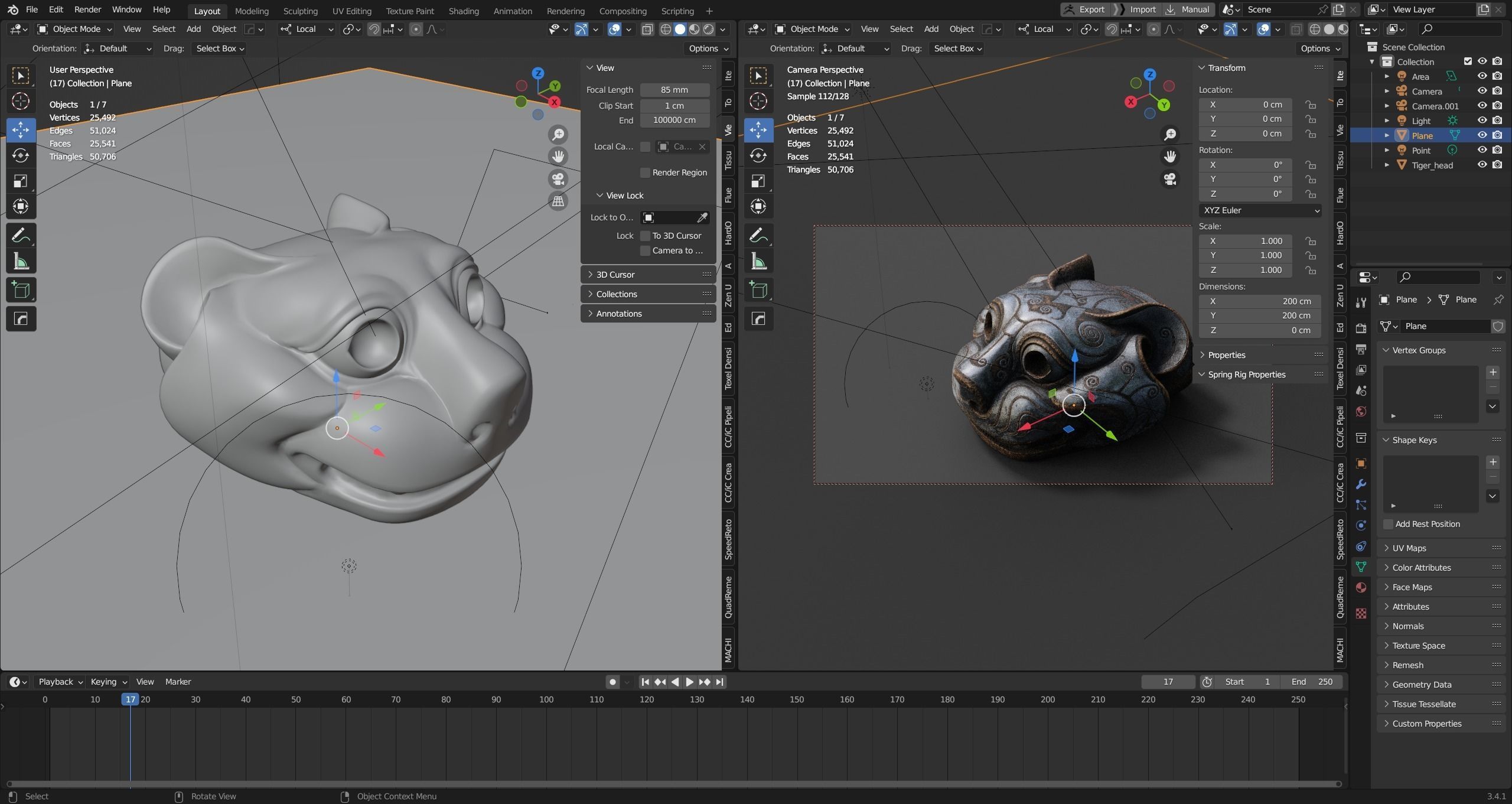 PBR Material Silver and Bronze Tigers 3D model_11