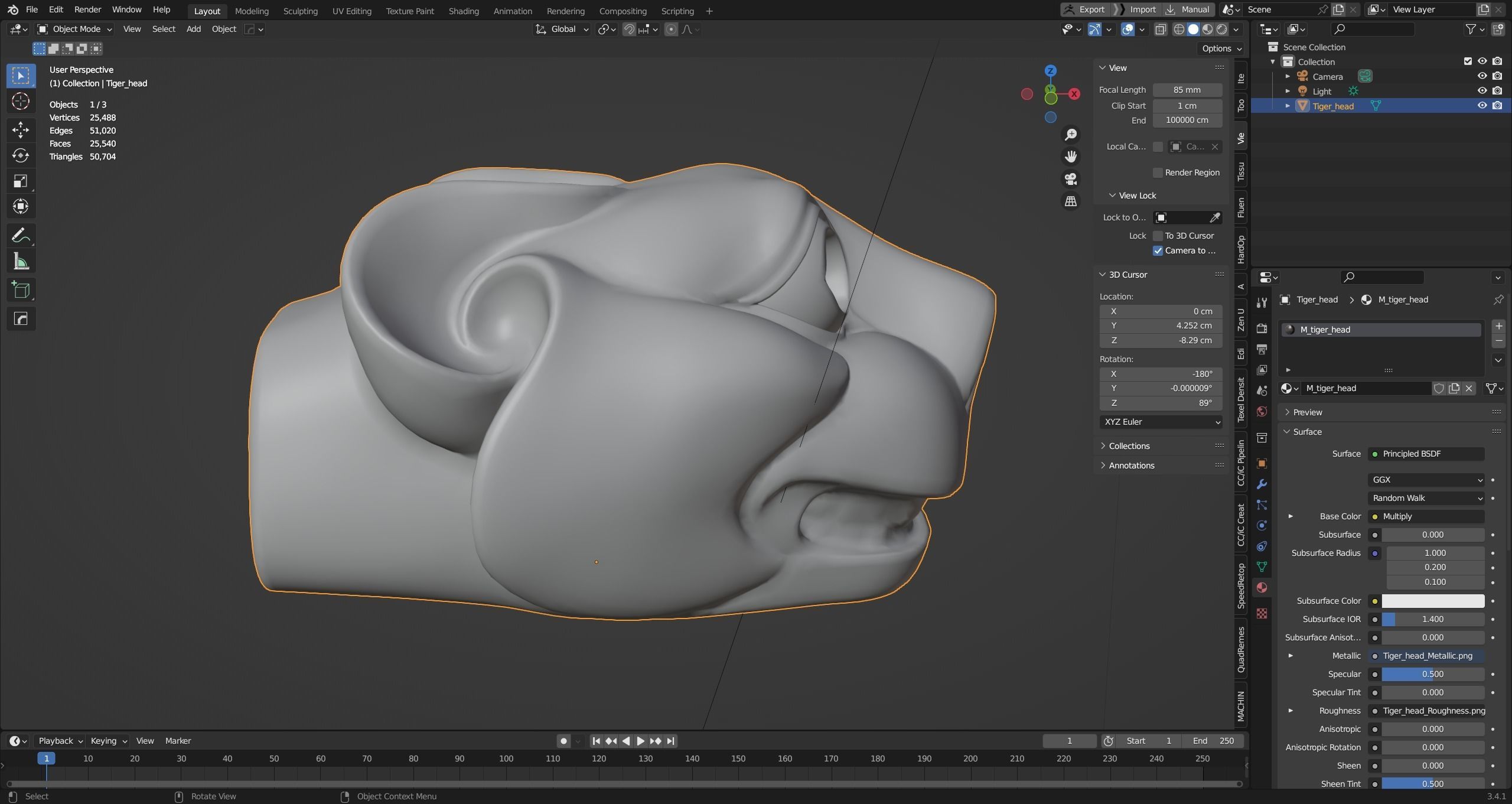 PBR Material Silver and Bronze Tigers 3D model_16