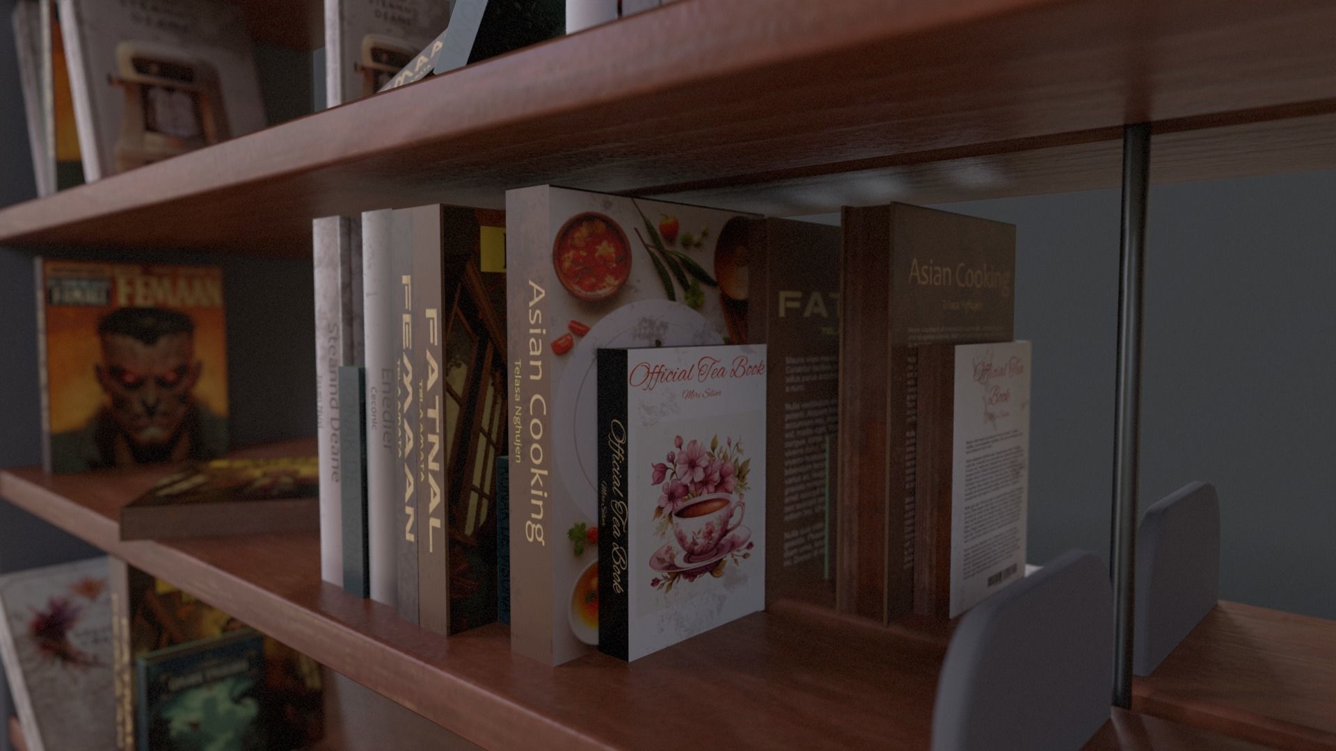 Book Shelf Libary 3D Asset PBR Low Poly Low-poly 3D model_5