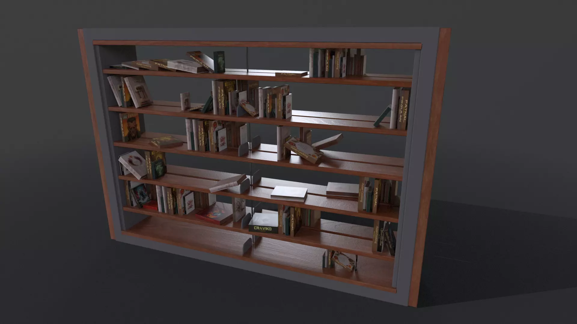 Book Shelf Libary 3D Asset PBR Low Poly Low-poly 3D model_0