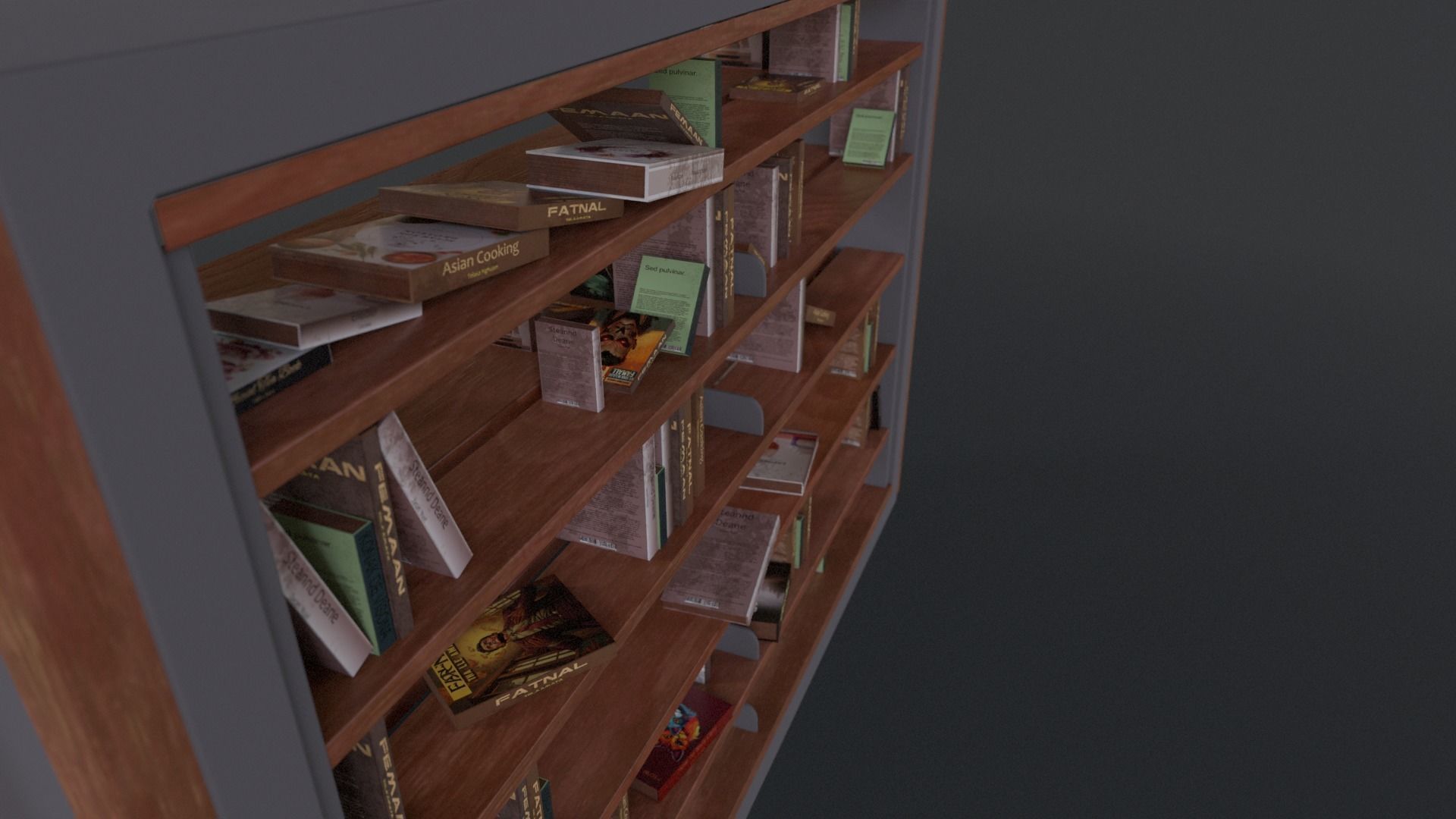 Book Shelf Libary 3D Asset PBR Low Poly Low-poly 3D model_7