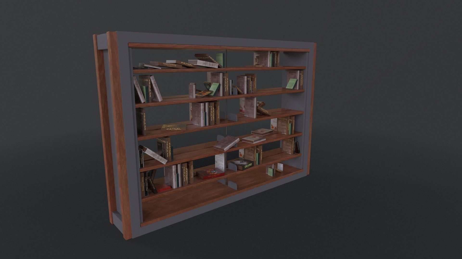 Book Shelf Libary 3D Asset PBR Low Poly Low-poly 3D model_2