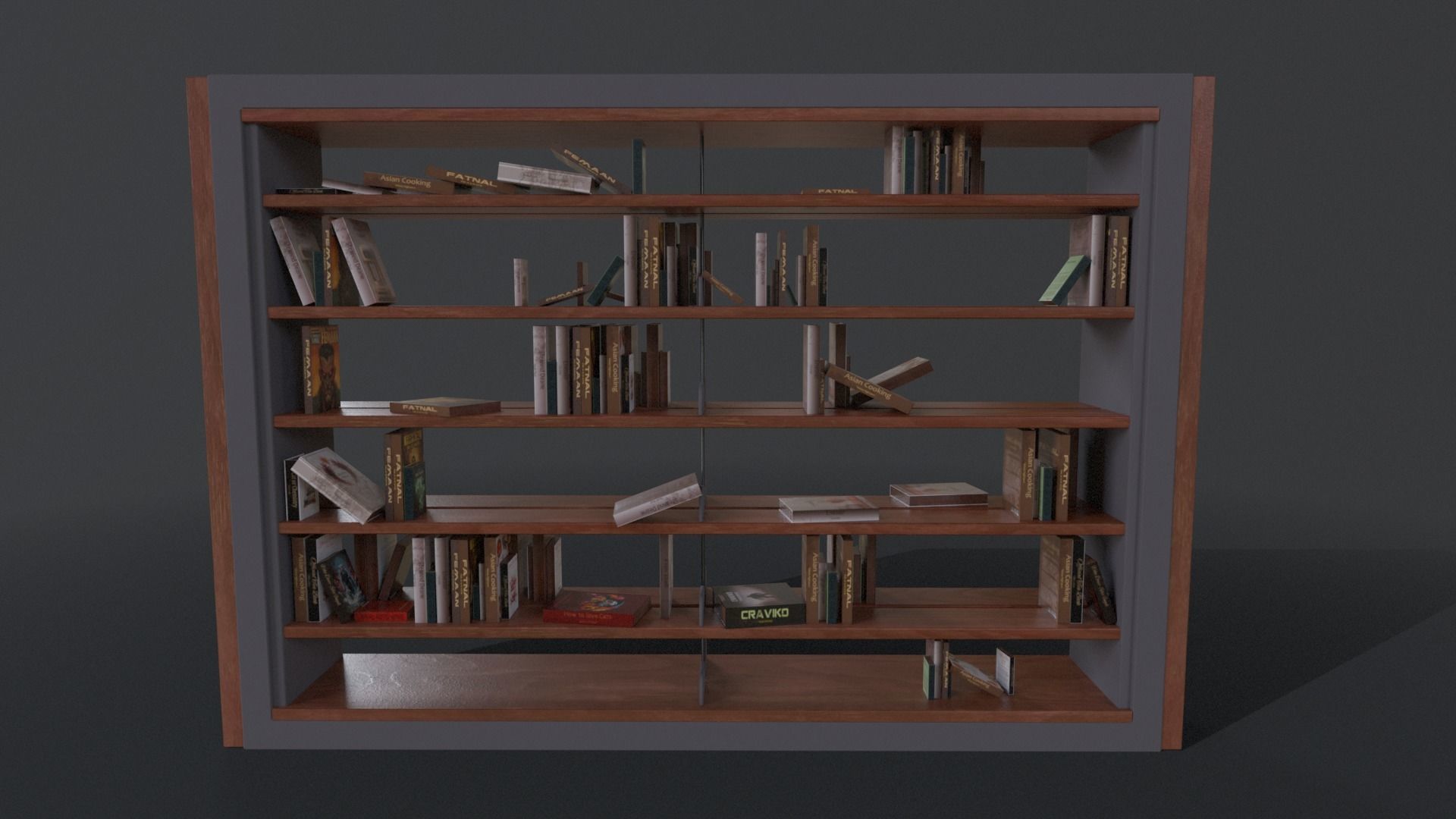 Book Shelf Libary 3D Asset PBR Low Poly Low-poly 3D model_3