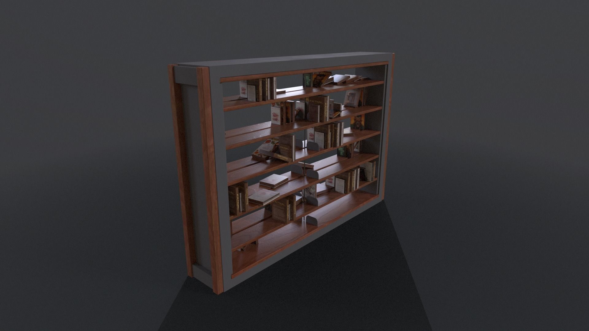 Book Shelf Libary 3D Asset PBR Low Poly Low-poly 3D model_4