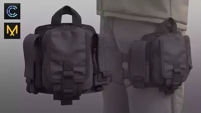 Military Bag on Leg 3D model