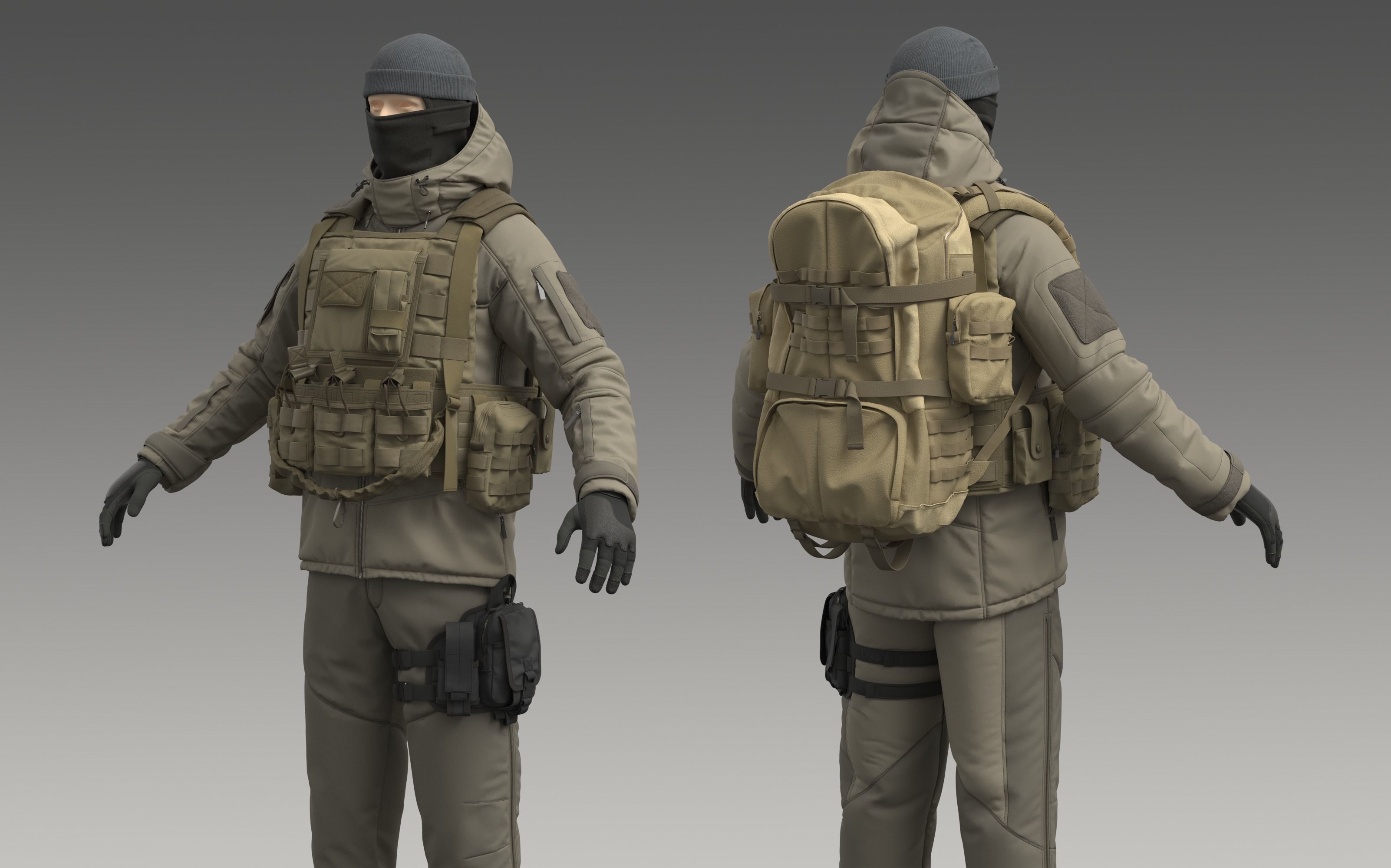 Military Uniform Set 3D model_7