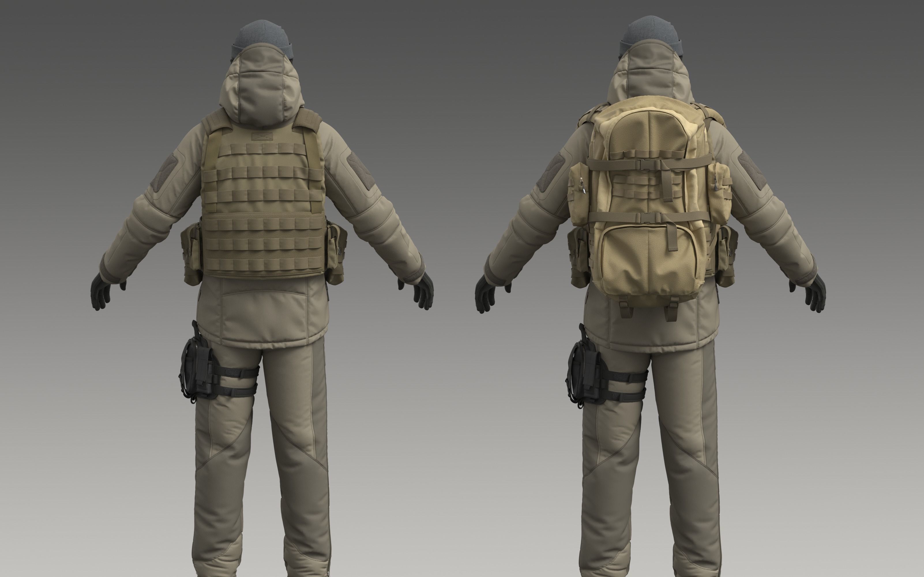 Military Uniform Set 3D model_6