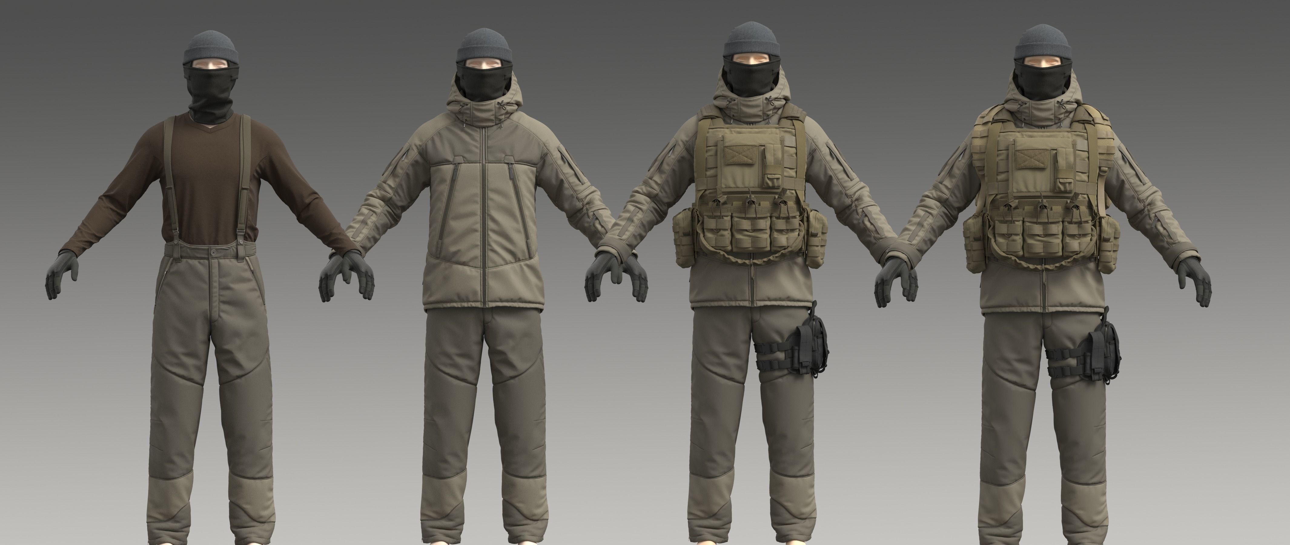 Military Uniform Set 3D model_1