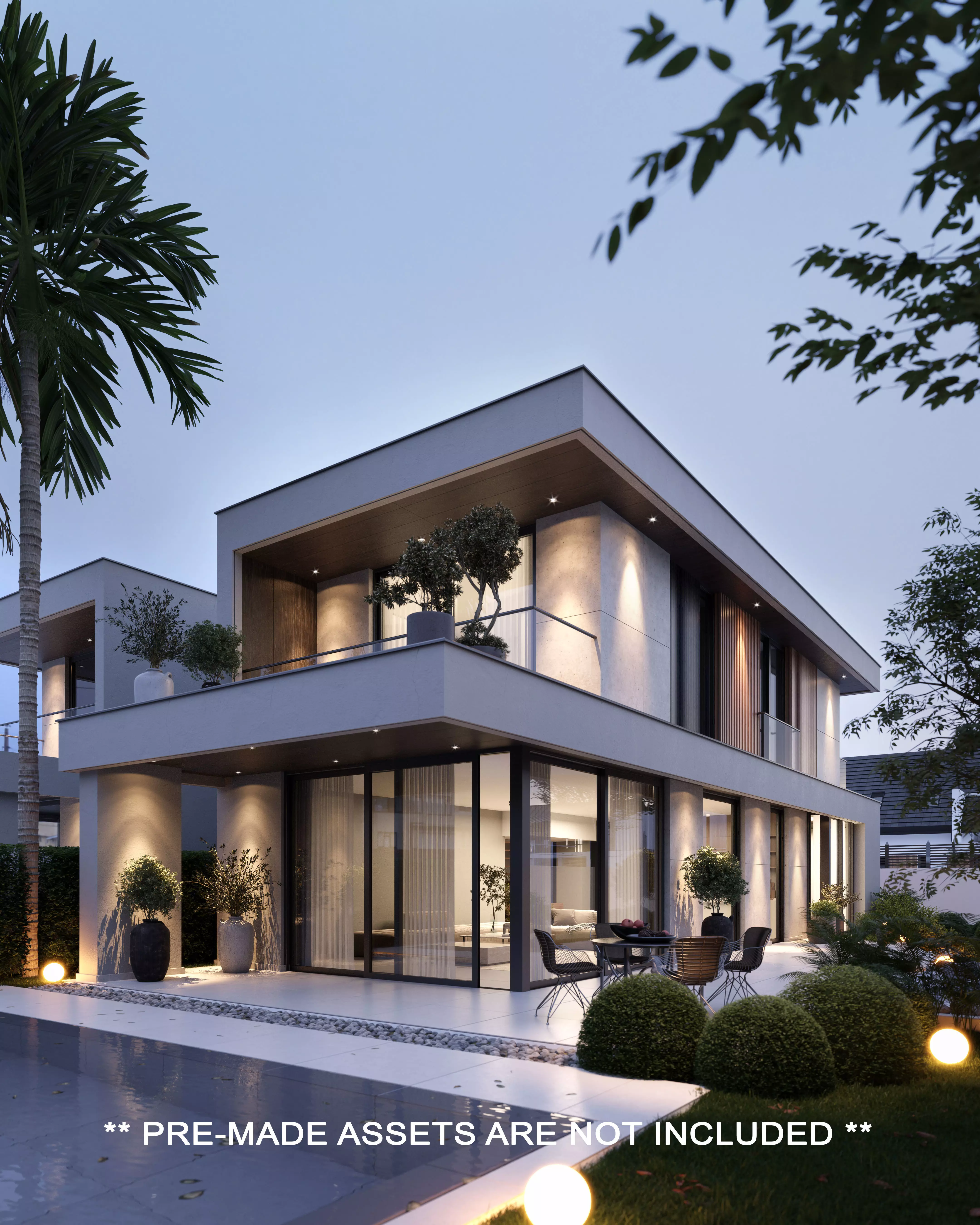Modern Twin Villa - 1 3D model_0