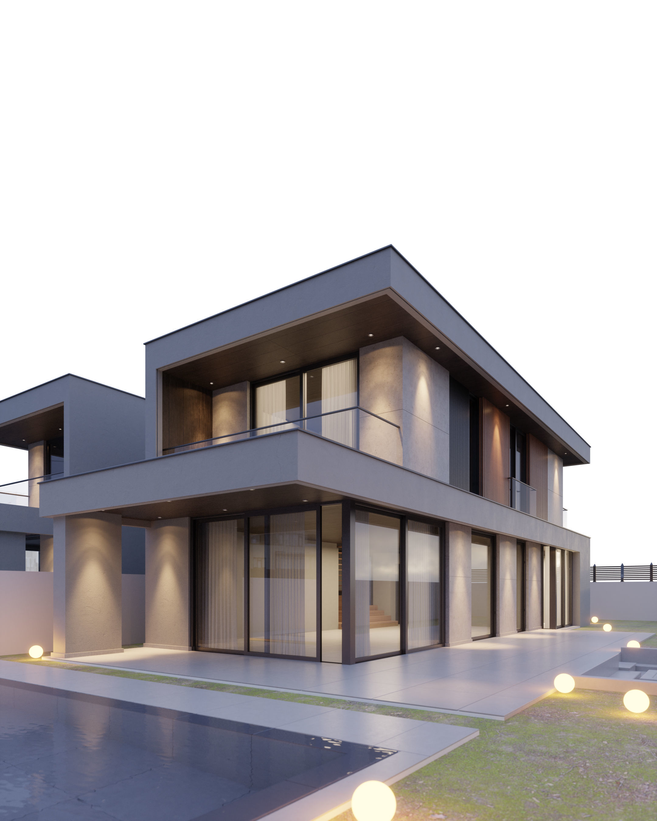 Modern Twin Villa - 1 3D model_3