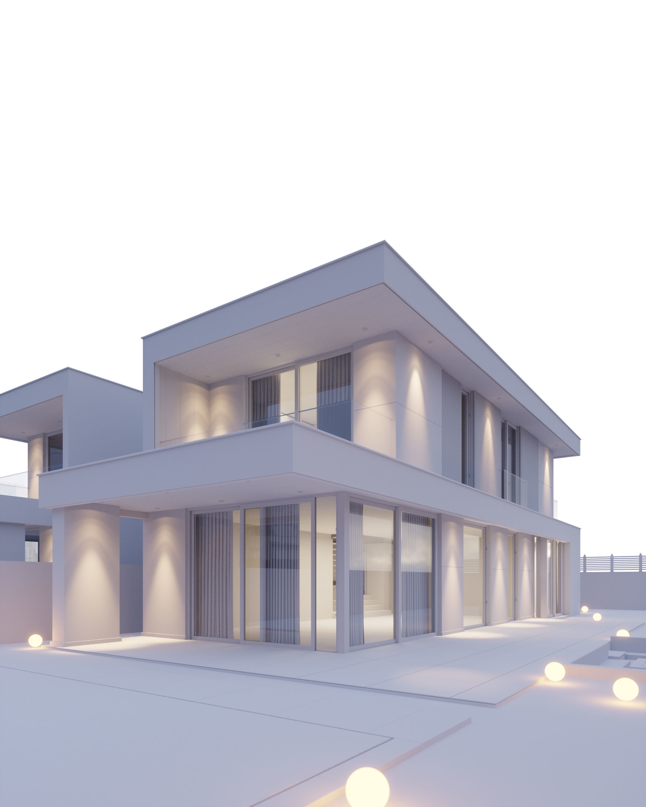 Modern Twin Villa - 1 3D model_4