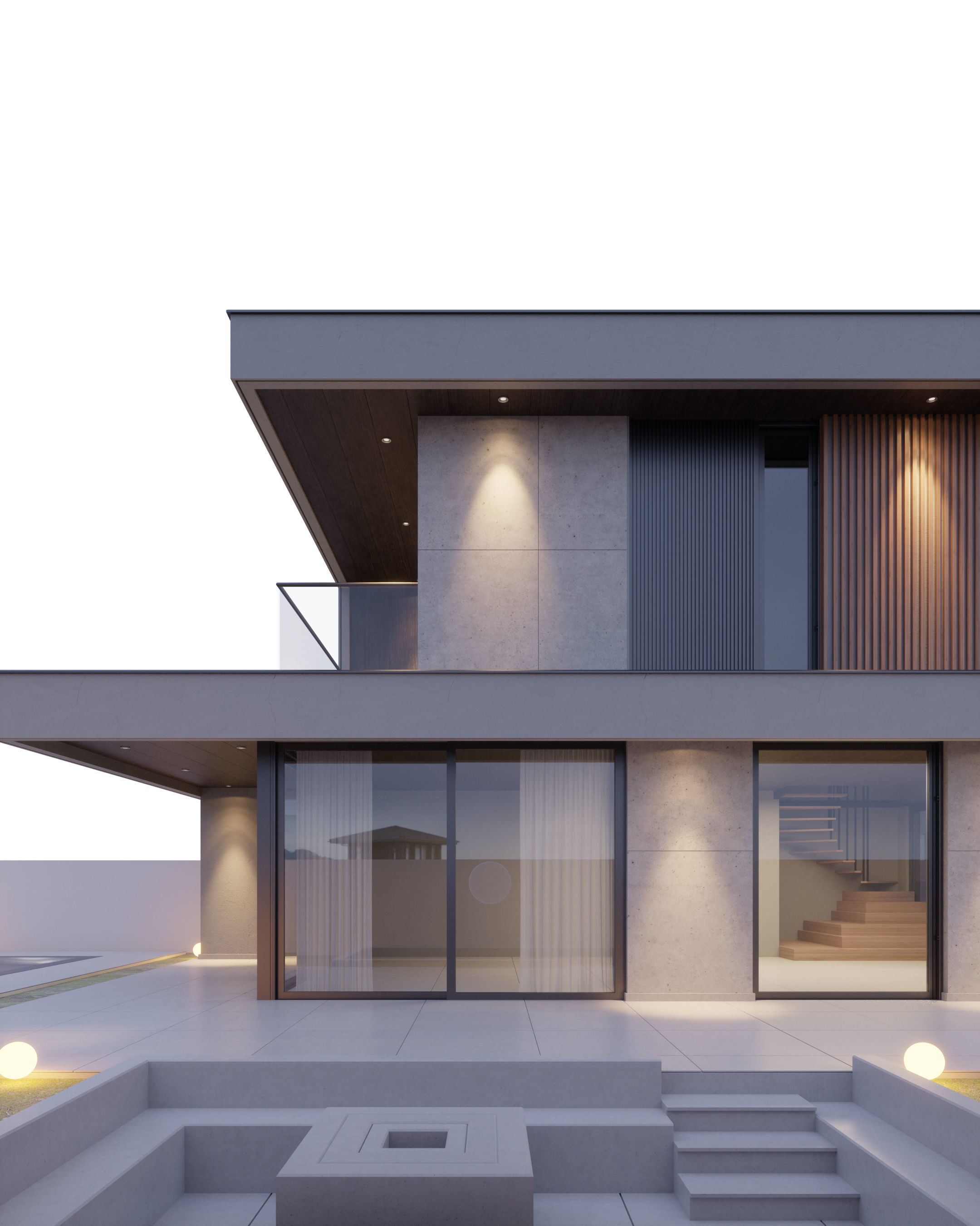 Modern Twin Villa - 1 3D model_7