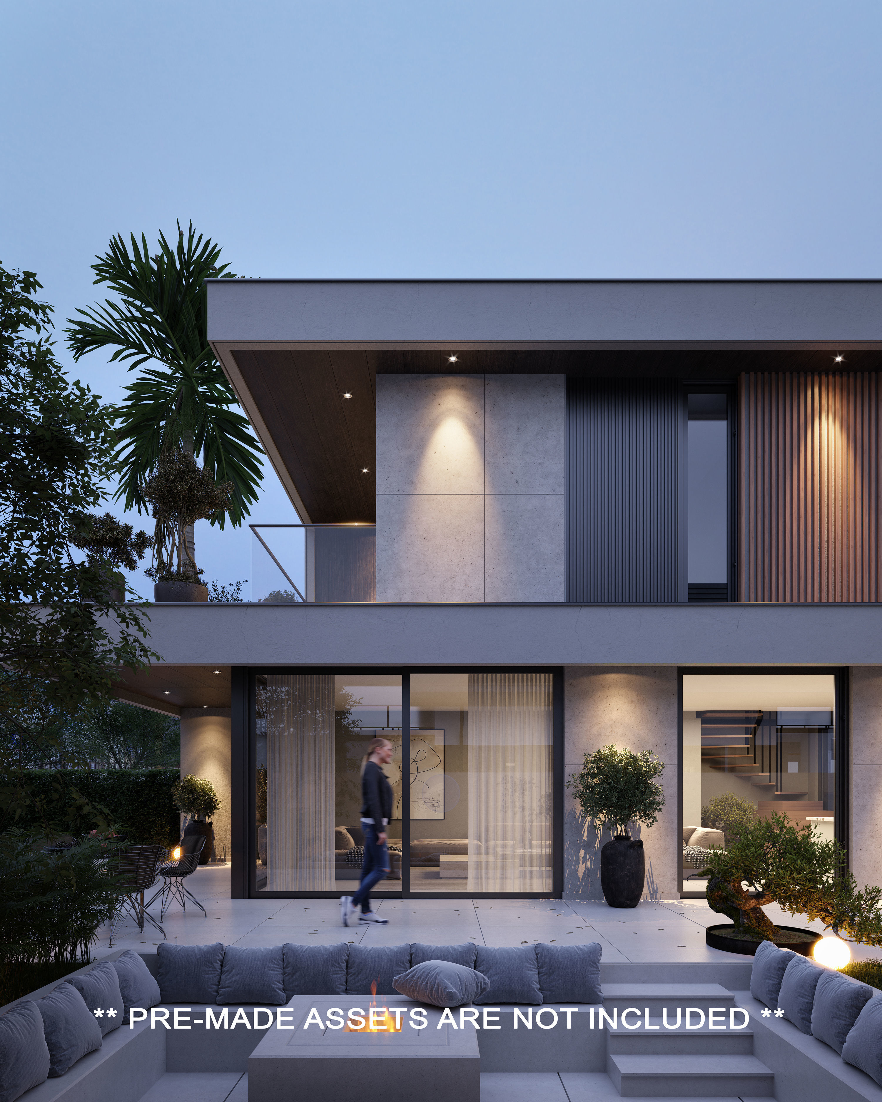 Modern Twin Villa - 1 3D model_2