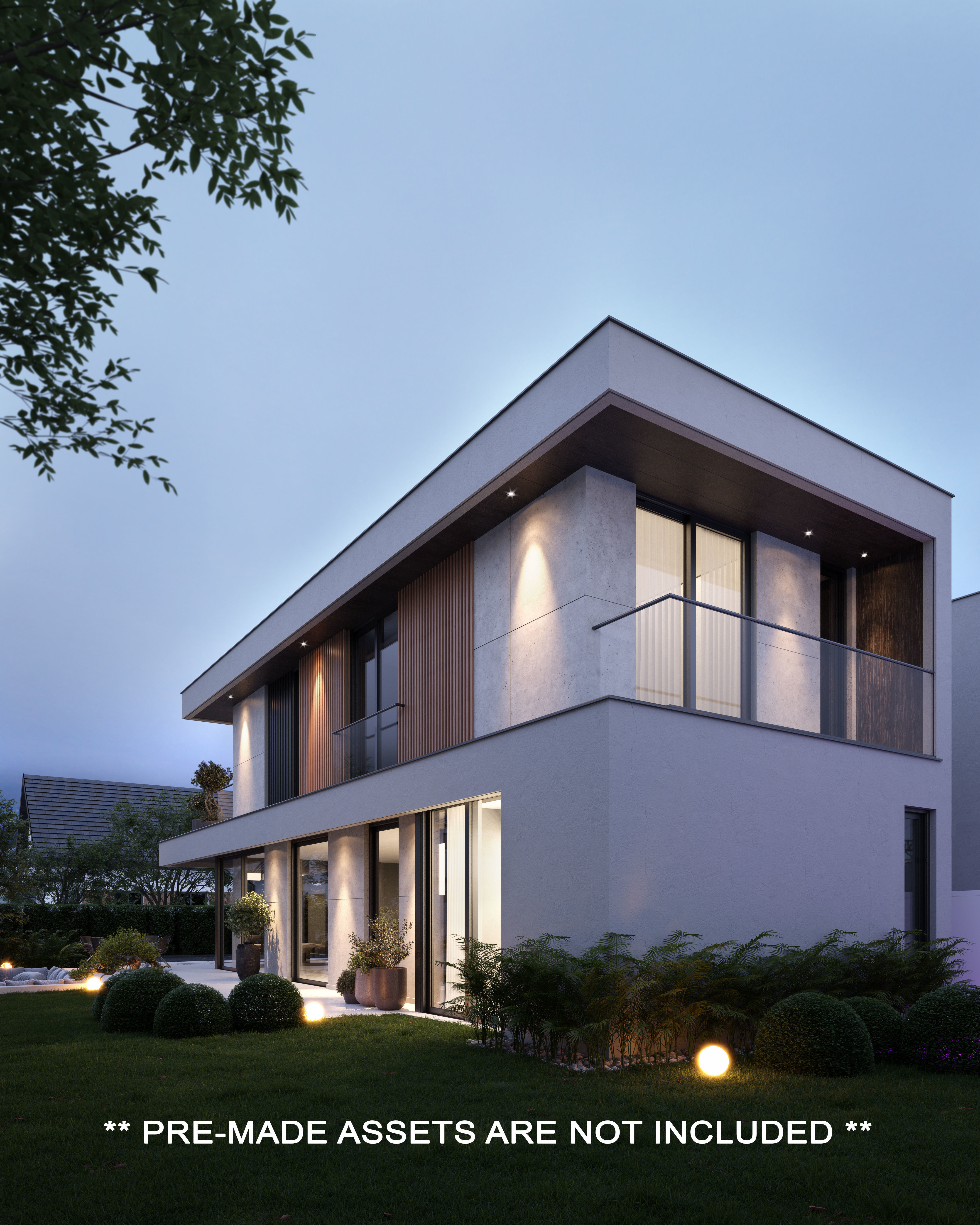 Modern Twin Villa - 1 3D model_1