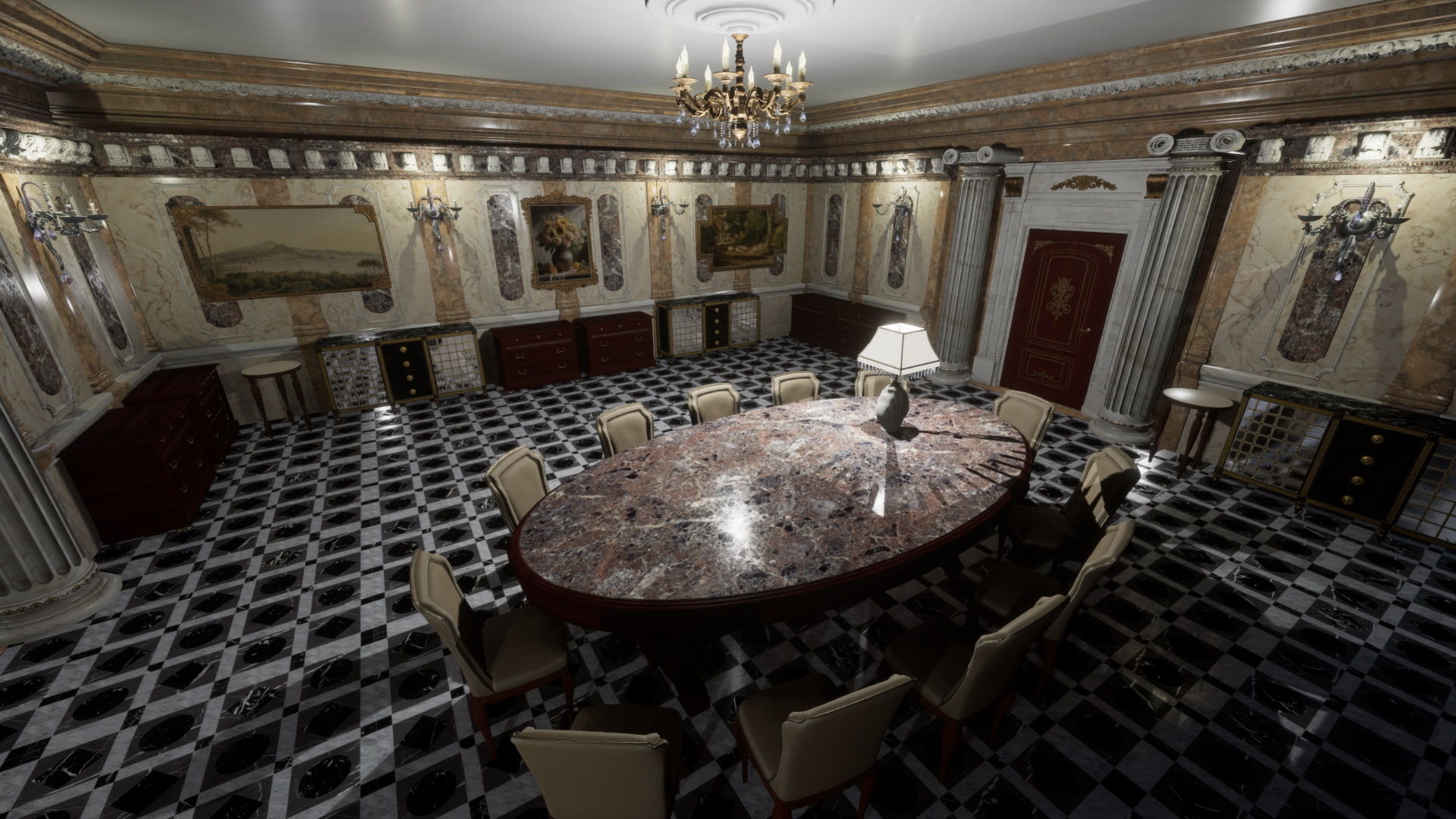 Luxury Classic Hall Unreal 5 project Low-poly 3D model_8