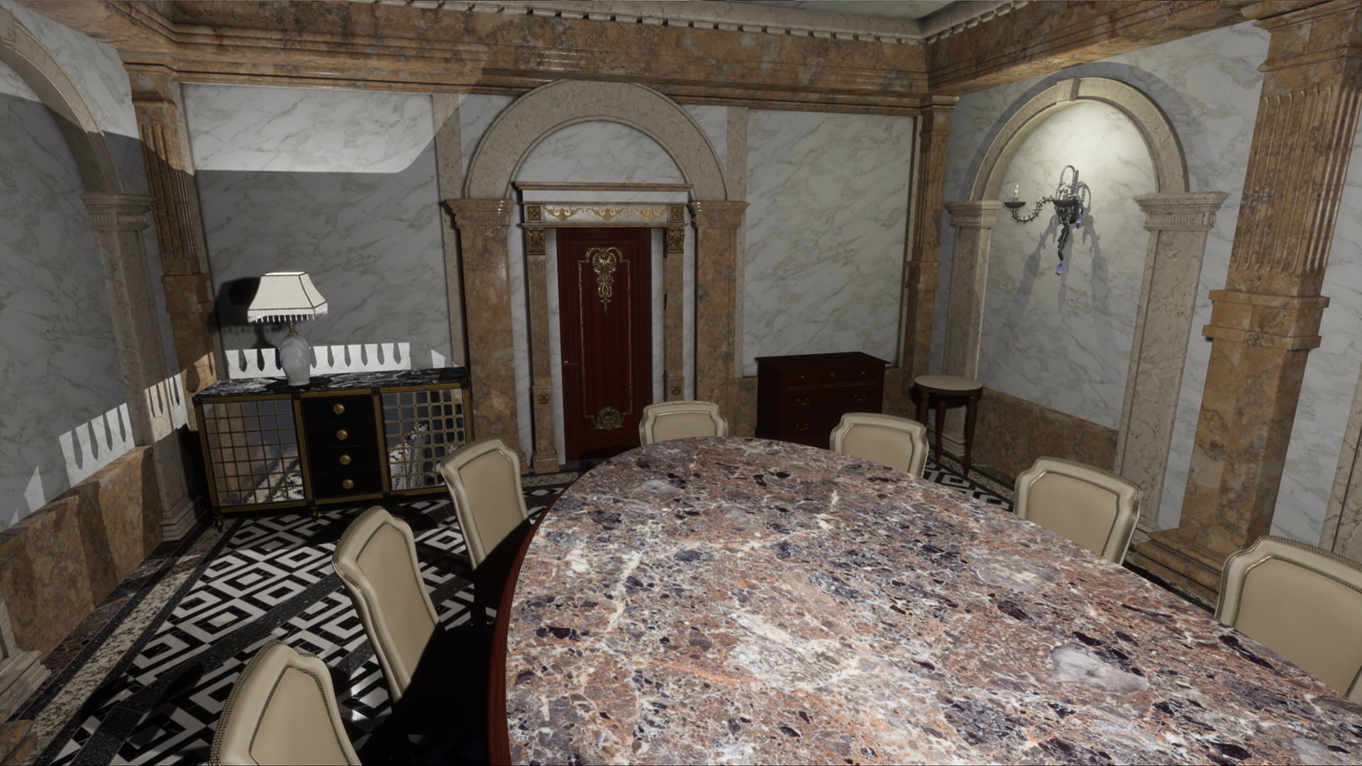 Luxury Classic Hall Unreal 5 project Low-poly 3D model_3
