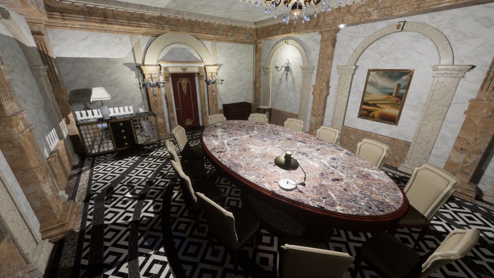 Luxury Classic Hall Unreal 5 project Low-poly 3D model_4