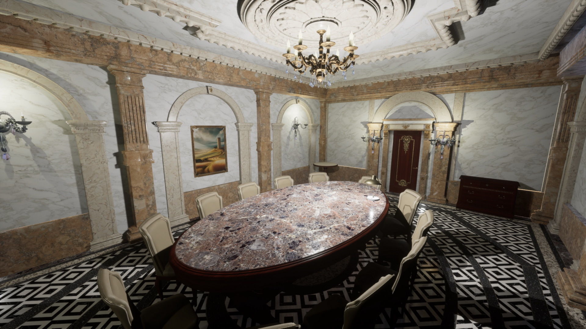 Luxury Classic Hall Unreal 5 project Low-poly 3D model_5