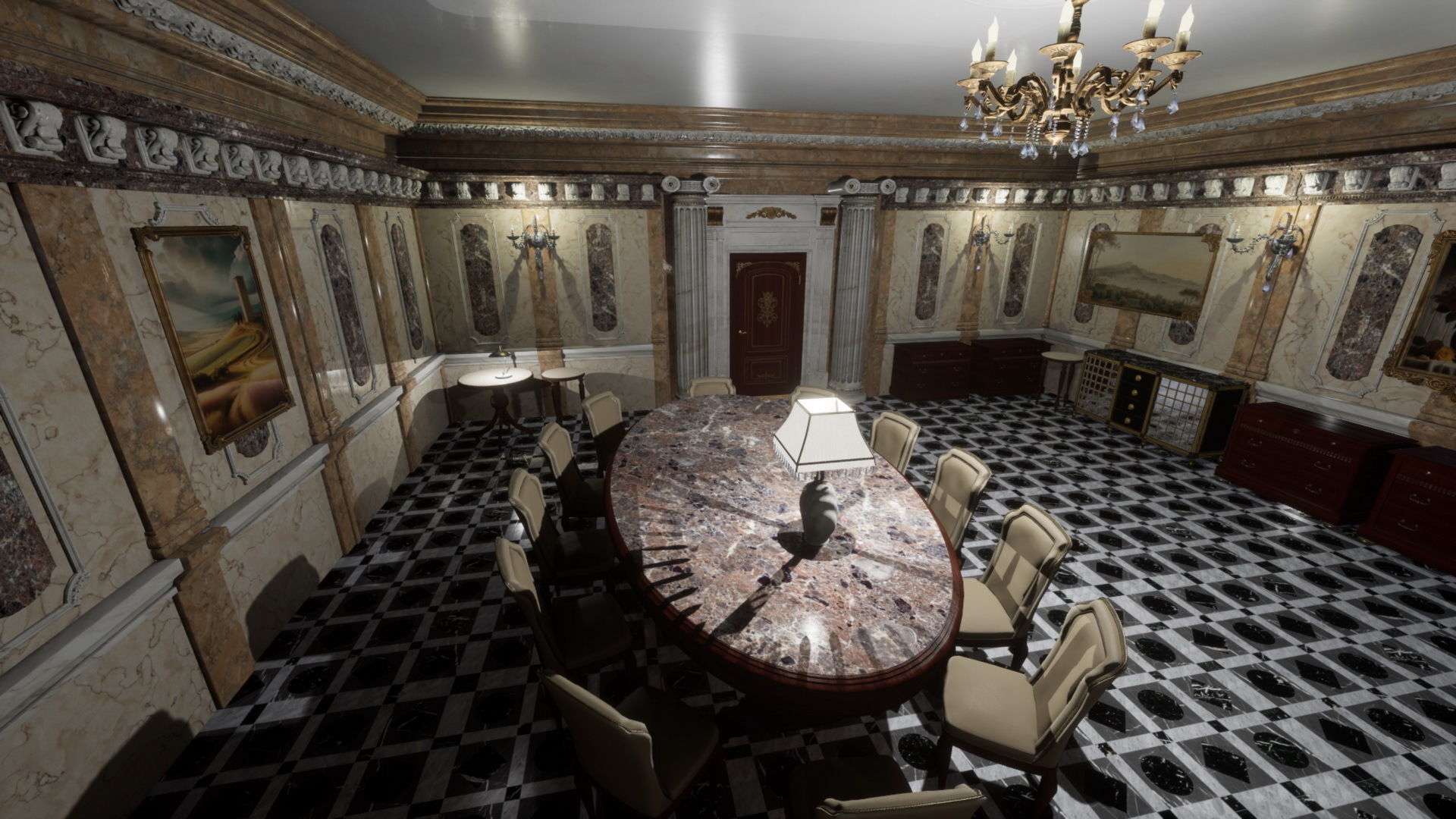 Luxury Classic Hall Unreal 5 project Low-poly 3D model_7