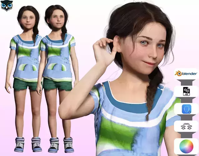 lily -Realistic Sweet Girl  Child Sister Low-poly Low-poly 3D model