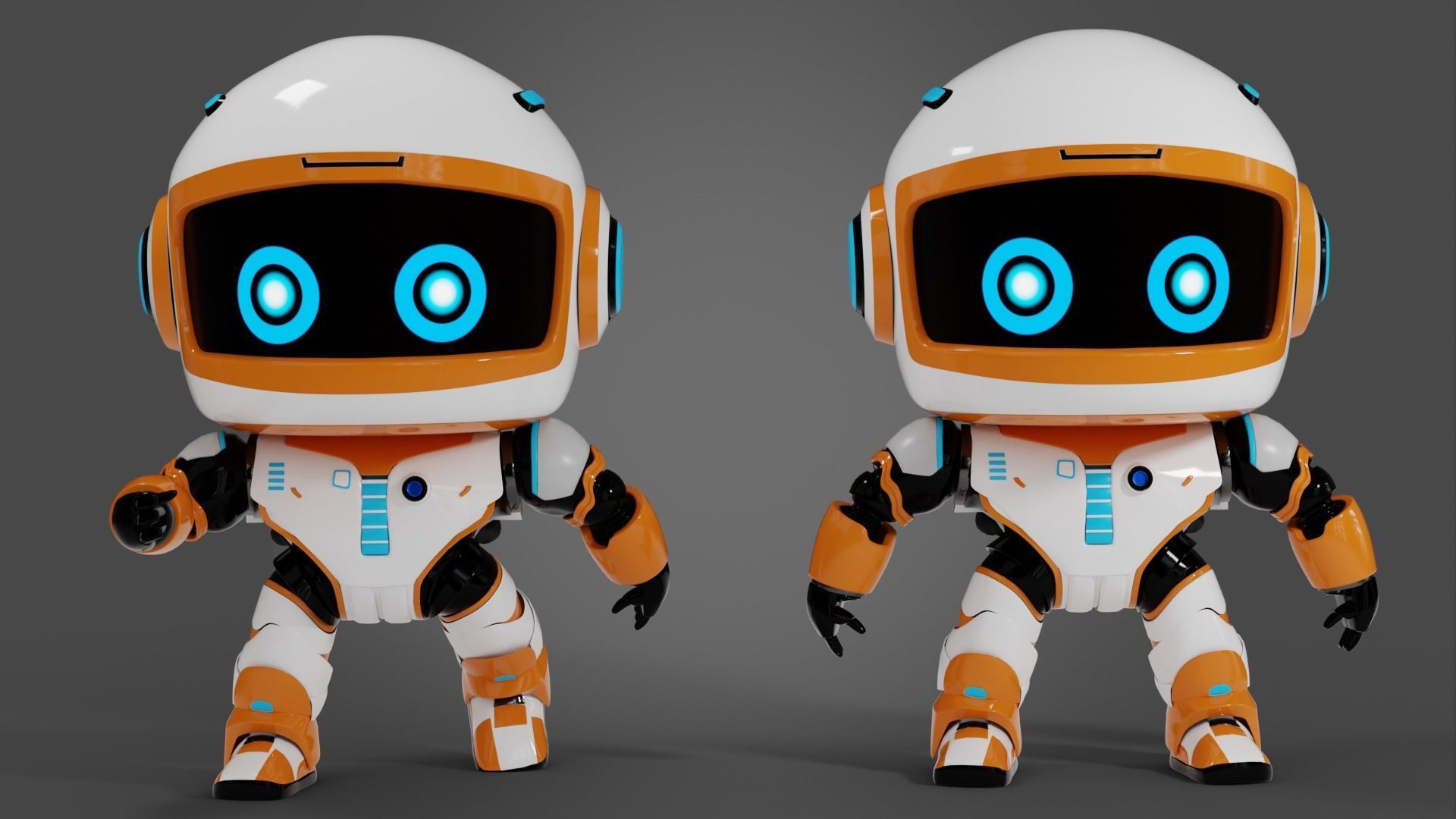 Robot in space Low-poly 3D model_5