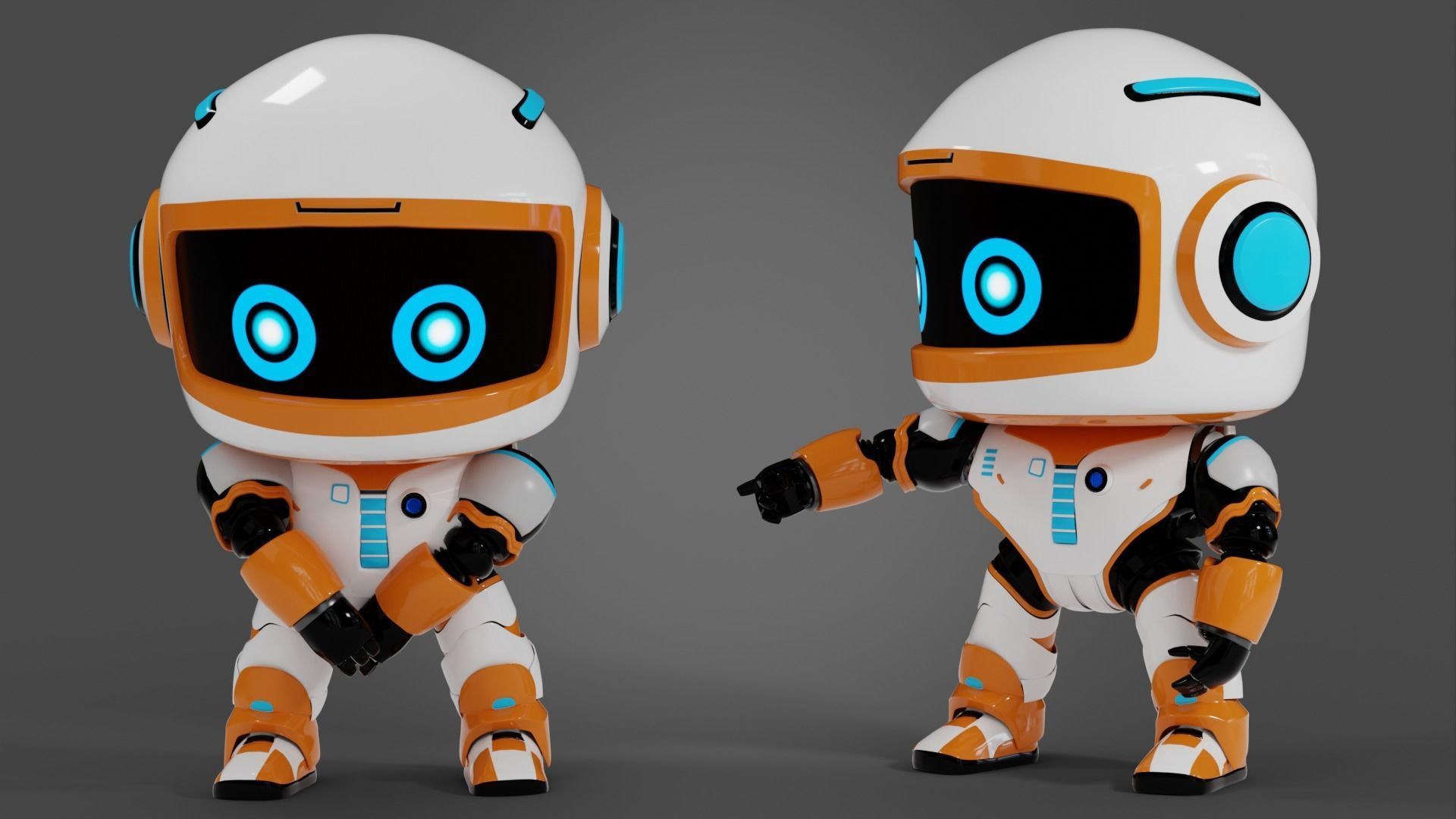 Robot in space Low-poly 3D model_7