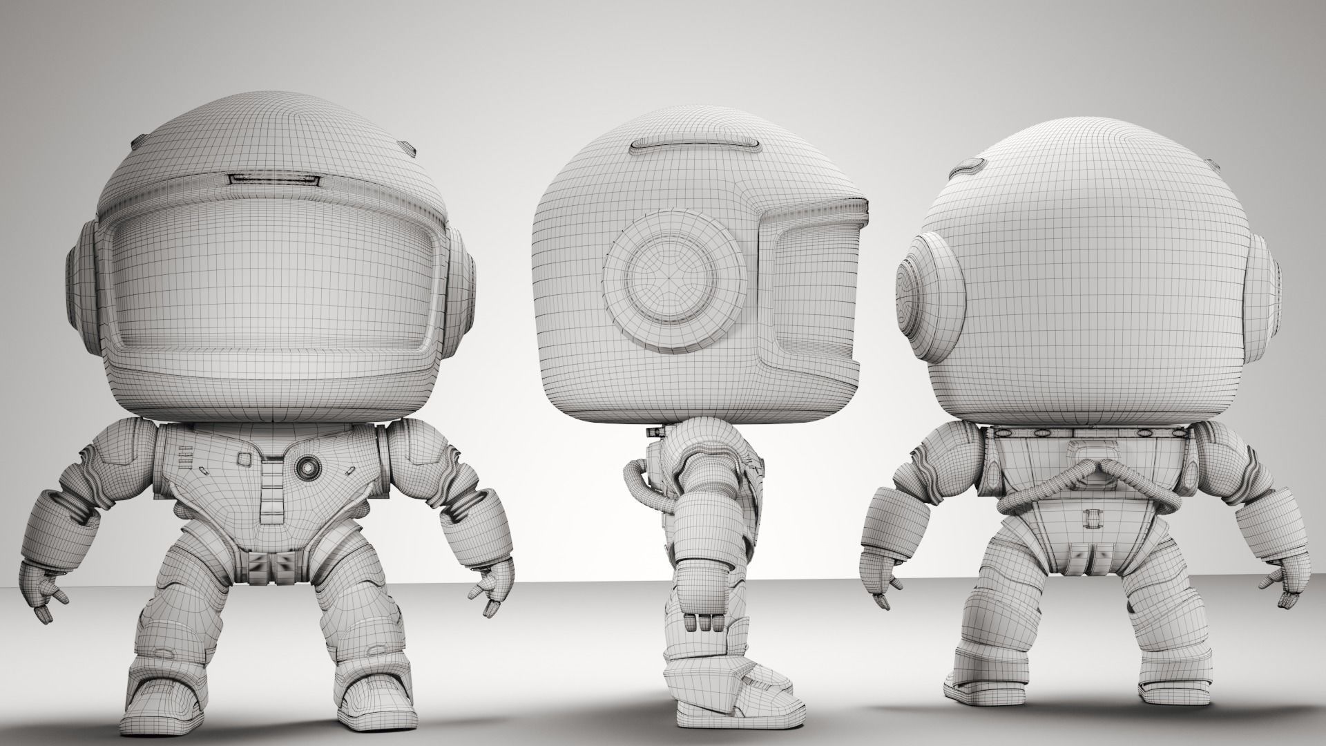 Robot in space Low-poly 3D model_10