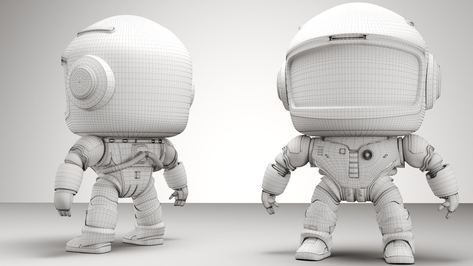 Robot in space Low-poly 3D model_9
