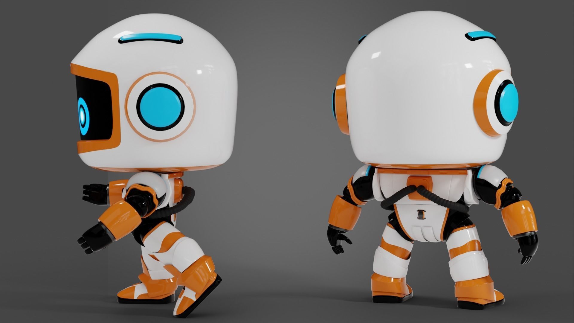 Robot in space Low-poly 3D model_4