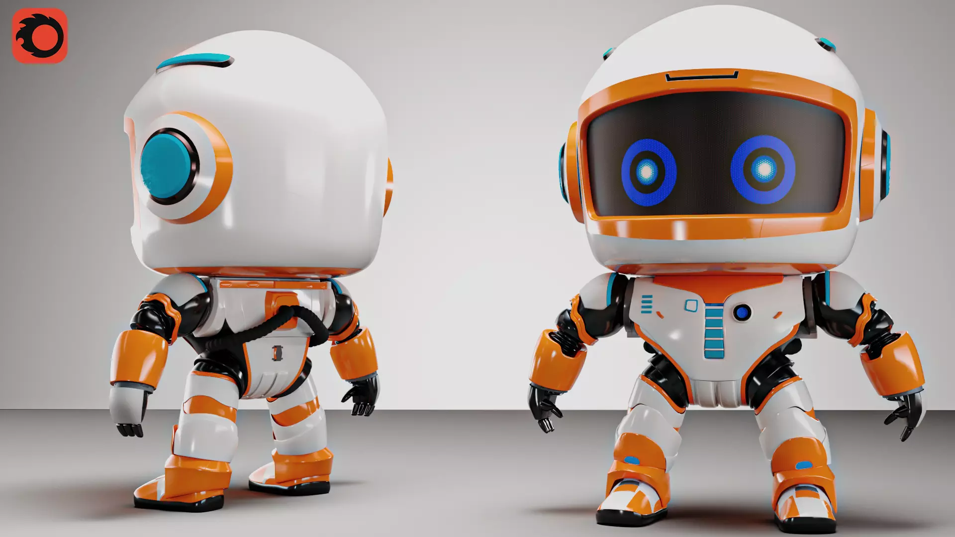 Robot in space Low-poly 3D model_0