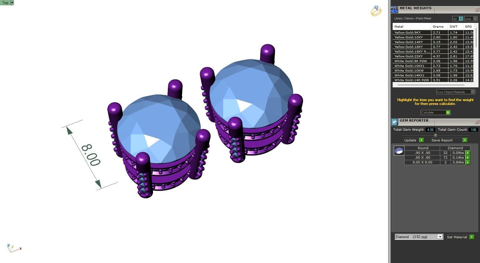 Custom Solitaire Round Diamond Studs - Earrings Unisex  3D print model_6