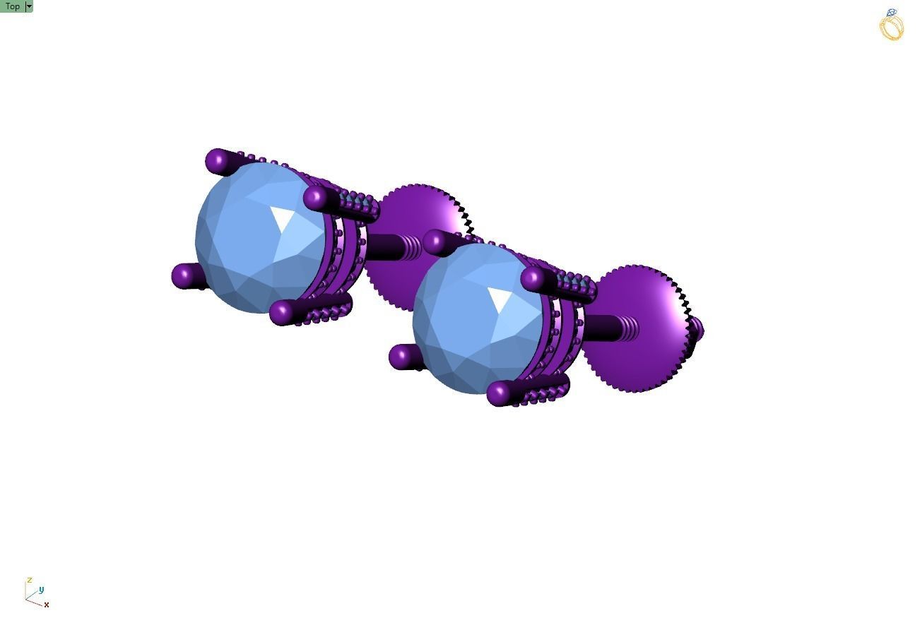 Custom Solitaire Round Diamond Studs - Earrings Unisex  3D print model_9