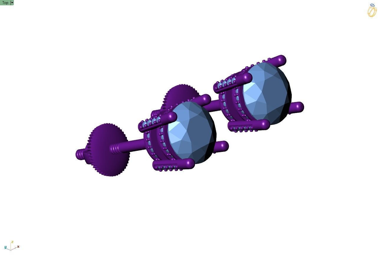 Custom Solitaire Round Diamond Studs - Earrings Unisex  3D print model_10