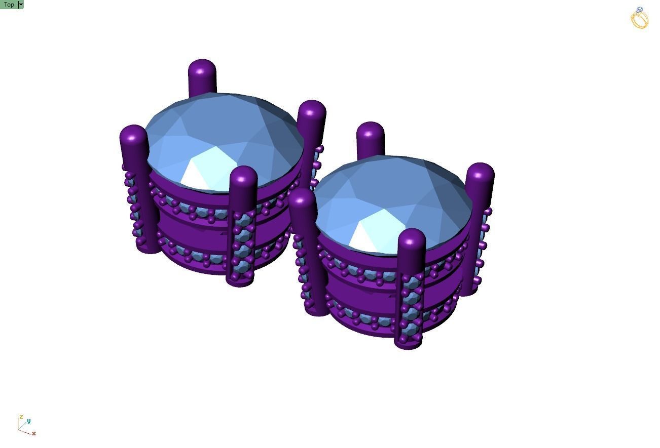 Custom Solitaire Round Diamond Studs - Earrings Unisex  3D print model_8