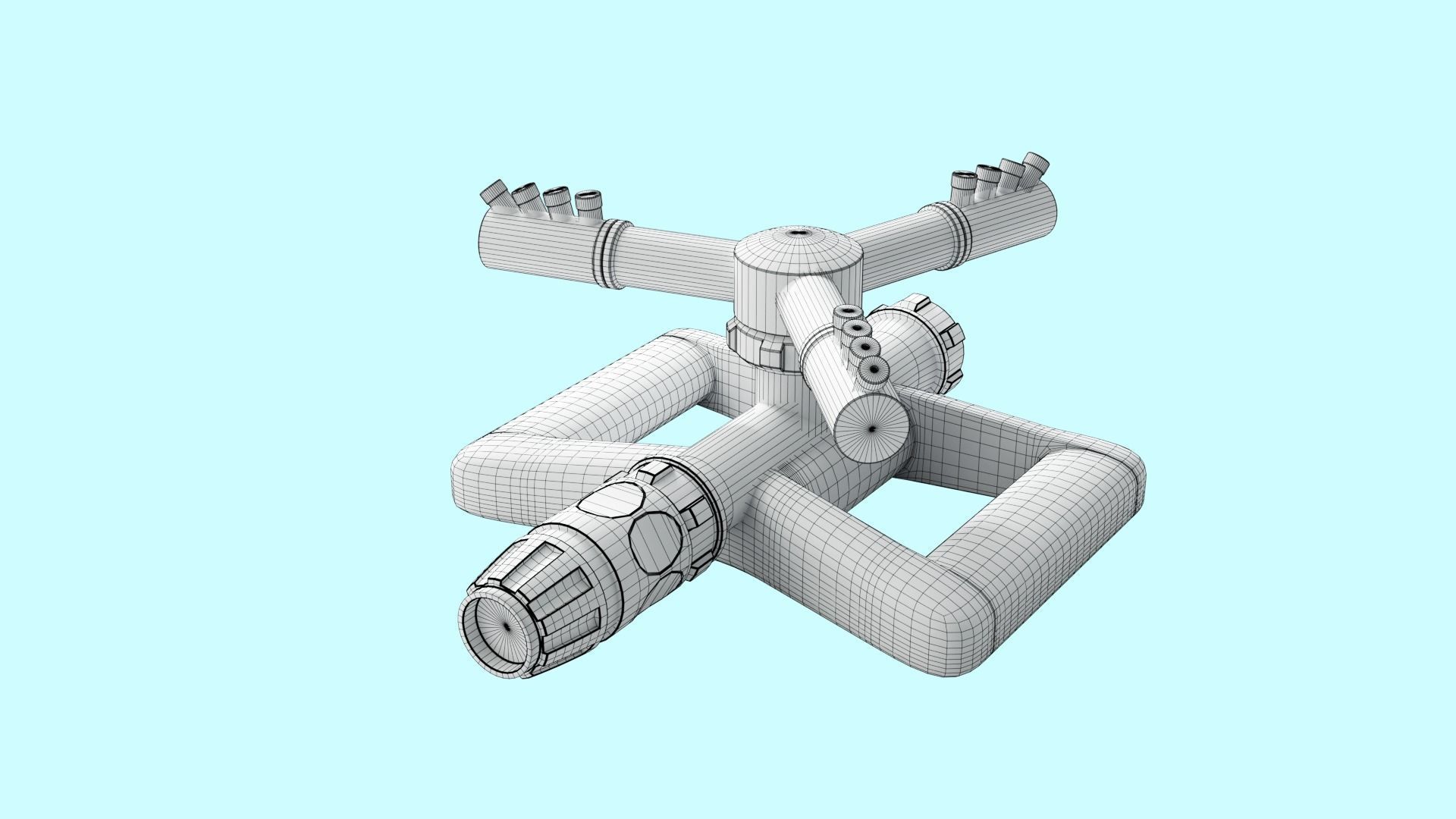 Spinning Garden Water Sprinkler 3D model_10