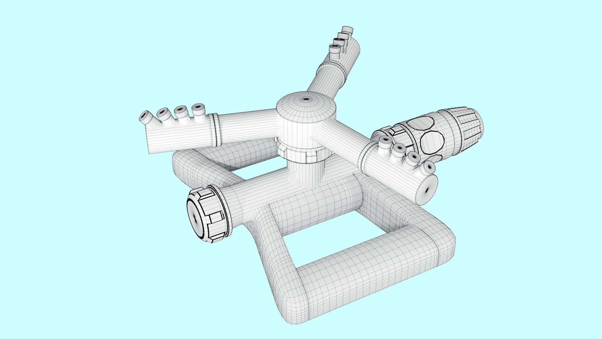 Spinning Garden Water Sprinkler 3D model_9