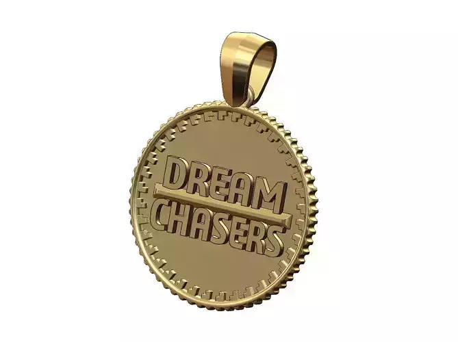 DC dream chasers notched pattern coin pendant with bail 3D print model
