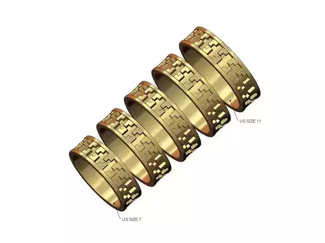Notched pattern fashion band ring US sizes 7to11