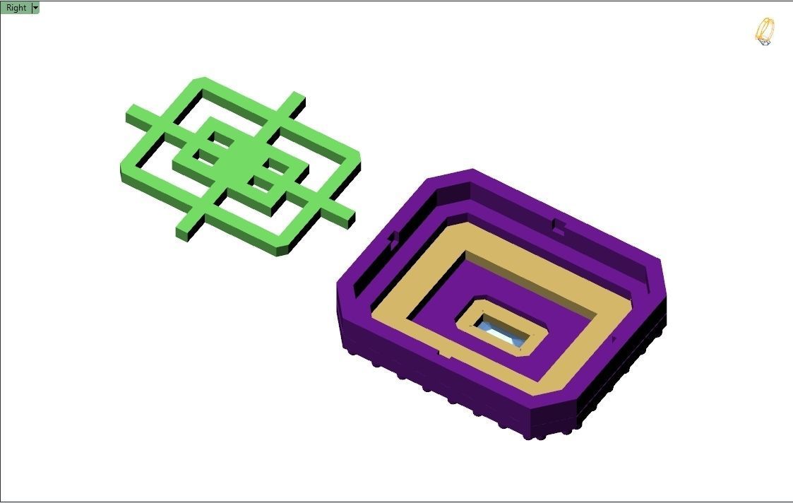 Custom Emerald Shape Stepping Diamond Studs - Earrings 16mm 3D print model_11